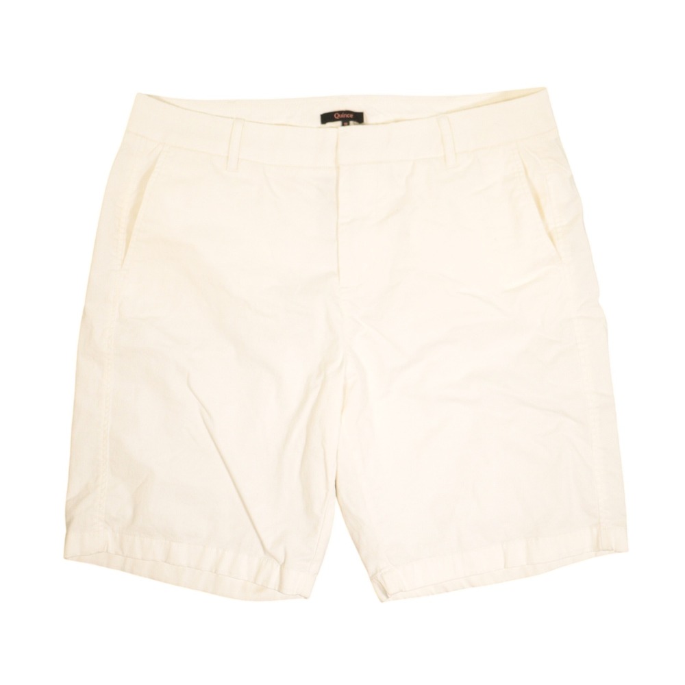 Quince Organic Stretch Cotton Chino Bermuda Shorts Ivory Summer Women 16 EUC